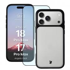 Kit protectie 2 in 1 BizonMobile, Carcasa Bizon Angelo si Folie sticla securizata Bizon Glass Edge, compatibil cu iPhone 18 Pro Max / 17 Pro Max, Negru