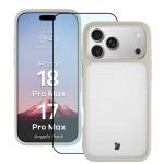 Kit protectie 2 in 1 BizonMobile, Carcasa Bizon Angelo si Folie sticla securizata Bizon Glass Edge, compatibil cu iPhone 18 Pro Max / 17 Pro Max, Bej 2 - lerato.ro
