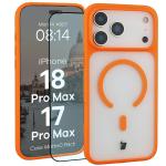 Kit protectie 2 in 1 BizonMobile, Carcasa Bizon MatteO si Folie sticla securizata Bizon Glass Edge, compatibil cu iPhone 18 Pro Max / 17 Pro Max, Portocaliu 2 - lerato.ro