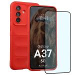 Kit protectie 2 in 1 BizonMobile, Carcasa Bizon Tur si Folie sticla securizata Bizon Glass Edge, compatibil cu Samsung Galaxy A37 5G, Rosu 2 - lerato.ro