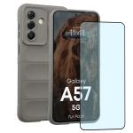 Kit protectie 2 in 1 BizonMobile, Carcasa Bizon Tur si Folie sticla securizata Bizon Glass Edge, compatibil cu Samsung Galaxy A57 5G, Light Grey 2 - lerato.ro