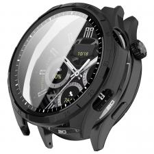 Carcasa cu protectie ecran BizonMobile Adamo compatibila cu Honor Watch 6 / 6 Plus, Negru