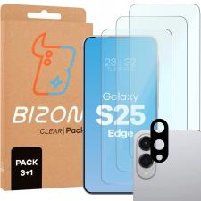 Set protectie 4in1 Bizon Glass Clear Pack, 3 folii sticla ecran + 1 folie sticla camera foto, compatibil cu Samsung Galaxy S25 Edge, Transparent