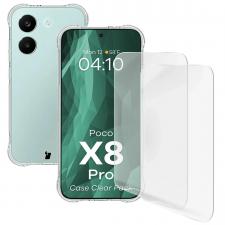 Kit protectie 3 in 1 BizonMobile Clear Pack, Carcasa Bizon Salpa si 2 folii Bizon Glass Clear Hydrogel, compatibil cu Xiaomi Poco X8 Pro, Transparent
