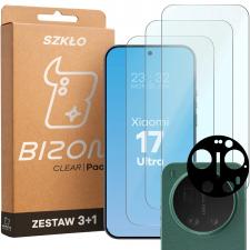 Set protectie 4in1 Bizon Glass Clear Pack, 3 folii sticla ecran + 1 folie sticla camera foto, compatibil cu Xiaomi 17 Ultra, Transparent