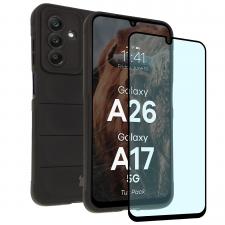 Kit protectie 2 in 1 BizonMobile, Carcasa Bizon Tur si Folie sticla securizata Bizon Glass Edge, compatibil cu Samsung Galaxy A17 5G / A26 5G, Negru