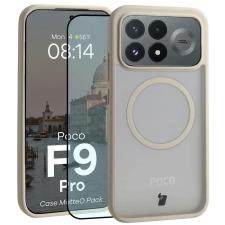 Kit protectie 2 in 1 BizonMobile, Carcasa Bizon MatteO si Folie sticla securizata Bizon Glass Edge, compatibil cu Xiaomi Poco F9 Pro, Bej
