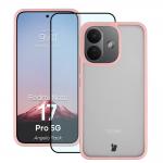 Kit protectie 2 in 1 BizonMobile, Carcasa Bizon Angelo si Folie sticla securizata Bizon Glass Edge, compatibil cu Xiaomi Redmi Note 17 Pro, Roz 2 - lerato.ro