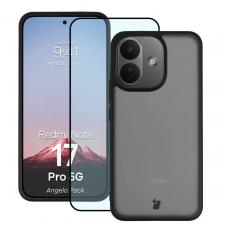 Kit protectie 2 in 1 BizonMobile, Carcasa Bizon Angelo si Folie sticla securizata Bizon Glass Edge, compatibil cu Xiaomi Redmi Note 17 Pro, Negru