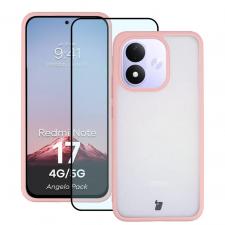 Kit protectie 2 in 1 BizonMobile, Carcasa Bizon Angelo si Folie sticla securizata Bizon Glass Edge, compatibil cu Xiaomi Redmi Note 17 4G / 5G, Roz