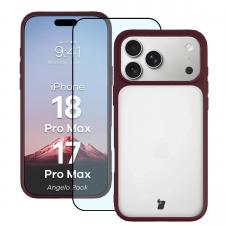 Kit protectie 2 in 1 BizonMobile, Carcasa Bizon Angelo si Folie sticla securizata Bizon Glass Edge, compatibil cu iPhone 18 Pro Max / 17 Pro Max, Dark Purple