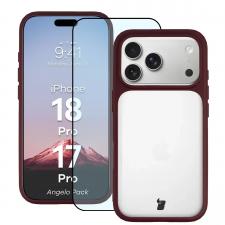 Kit protectie 2 in 1 BizonMobile, Carcasa Bizon Angelo si Folie sticla securizata Bizon Glass Edge, compatibil cu iPhone 18 Pro / 17 Pro, Dark Purple