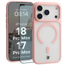 Kit protectie 2 in 1 BizonMobile, Carcasa Bizon MatteO si Folie sticla securizata Bizon Glass Edge, compatibil cu iPhone 18 Pro Max / 17 Pro Max, Roz