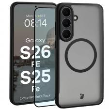 Kit protectie 2 in 1 BizonMobile, Carcasa Bizon MatteO si Folie sticla securizata Bizon Glass Edge, compatibil cu Samsung Galaxy S26 FE / S25 FE, Negru