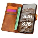 Husa flip cover Bizon Pocket compatibila cu Samsung Galaxy S26 FE / S25 FE, Maro 3 - lerato.ro