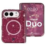 Husa Bizon SparklO cu MagSafe compatibila cu iPhone Duo, Glitter Burgundy 3 - lerato.ro
