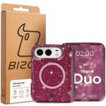 Husa Bizon SparklO cu MagSafe compatibila cu iPhone Duo, Glitter Burgundy 8 - lerato.ro