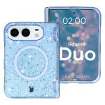 Husa Bizon SparklO cu MagSafe compatibila cu iPhone Duo, Glitter Blue 3 - lerato.ro