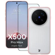 Kit protectie 2 in 1 BizonMobile, Carcasa Bizon Angelo si Folie sticla securizata Bizon Glass Edge, compatibil cu Vivo X500 Pro Max, Roz