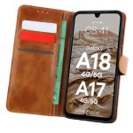 Husa flip cover Bizon Pocket compatibila cu Samsung Galaxy A18 4G/5G / A17 4G/5G, Maro 3 - lerato.ro