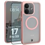 Kit protectie 2 in 1 BizonMobile, Carcasa Bizon MatteO si Folie sticla securizata Bizon Glass Edge, compatibil cu Xiaomi Redmi Note 17 Pro 5G, Roz 2 - lerato.ro