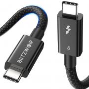 Cablu pentru incarcare si transfer de date BlitzWolf BW-HDC8, USB-C la USB-C, 240W, 80Gbps, 8K/60Hz, 4K/240Hz, 1.5m, Negru