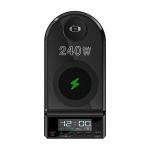 Ceas cu alarma Blitzwolf BW-FW10 cu incarcare wireless 15W, PD 240W, 2xUSB-A, 4xUSB-C, Negru 6 - lerato.ro