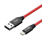 Cablu pentru incarcare si transfer de date BlitzWolf AmpCore BW-MF10, USB/Lightning, certificare MFi, 2.4A, 1.8m, Rosu