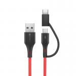 Cablu pentru incarcare si transfer de date BlitzWolf BW-MT3, USB - Micro-USB/USB Type-C, Quick Charge 3.0, 3A, 1.8m, Rosu 2 - lerato.ro