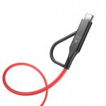Cablu pentru incarcare si transfer de date BlitzWolf BW-MT3, USB - Micro-USB/USB Type-C, Quick Charge 3.0, 3A, 1.8m, Rosu