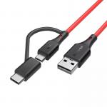Cablu pentru incarcare si transfer de date BlitzWolf BW-MT3, USB - Micro-USB/USB Type-C, Quick Charge 3.0, 3A, 1.8m, Rosu 8 - lerato.ro