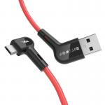 Cablu pentru incarcare si transfer de date BlitzWolf Right Angle BW-AC2, USB/Micro-USB, 2.4A, 1.8m, Rosu