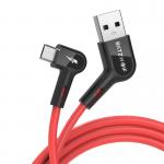 Cablu pentru incarcare si transfer de date BlitzWolf Right Angle BW-AC2, USB/Micro-USB, 2.4A, 1.8m, Rosu