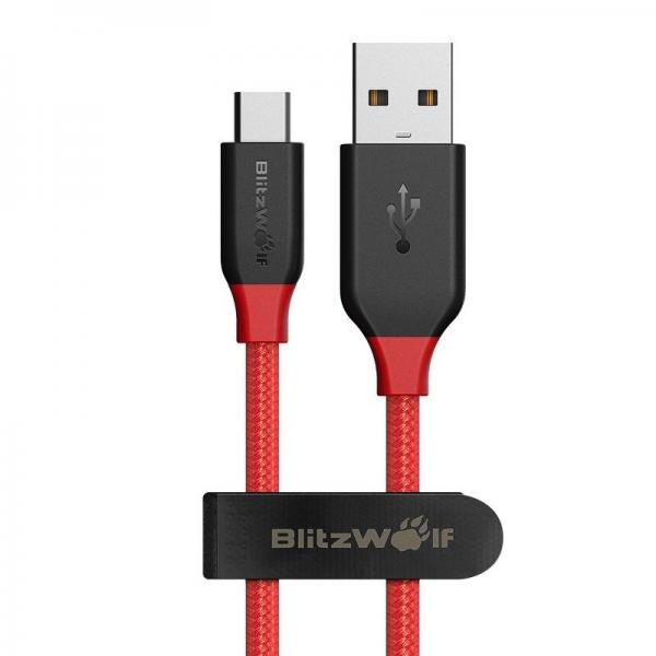 Cablu pentru incarcare si transfer de date BlitzWolf BW-MC4, USB/Micro-USB, Quick Charge 3.0, 2.4A, 1m, Rosu