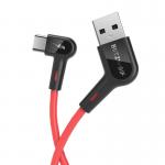Cablu pentru incarcare si transfer de date BlitzWolf Right Angle BW-AC1, USB/USB Type-C, 3A, 90cm, Rosu 5 - lerato.ro