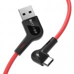 Cablu pentru incarcare si transfer de date BlitzWolf Right Angle BW-AC1, USB/USB Type-C, 3A, 90cm, Rosu 3 - lerato.ro