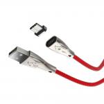 Cablu pentru incarcare si transfer de date BlitzWolf Magnetic BW-TC20, USB/USB Type-C, LED, Quick Charge, 3A, 1.8m, Rosu