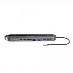 Adaptor HUB aluminiu 12-in-1 BlitzWolf BW-TH19, USB-C - 2x USB 3.0, 2x USB 2.0, 1x SD, 1x Micro SD, 1x HDMI, 1x VGA, 2x USB-C, 1x RJ45, 1x Mini Jack 3.5 mm, 24cm, Negru 5 - lerato.ro