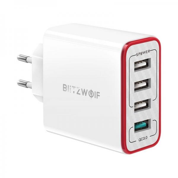 Incarcator retea BlitzWolf BW-PL5, 4x USB, Quick Charge 3.0, 30W, Alb