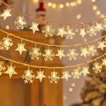 Instalatie Craciun LED Snowflake and Star, 6m, 40 luminite, 3xAA, Alb 3 - lerato.ro