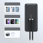 Baterie externa portabila Choetech B654, 10000 mAh, 22.5W, USB/USB-C/Micro USB, Cabluri USB-C si Lightning integrate, Negru 12 - lerato.ro