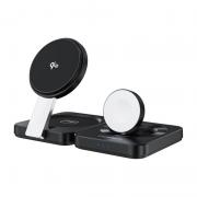 Incarcator wireless 3in1 Choetech Qi2 compatibil cu Apple - iPhone, Apple Watch, Airpods pana la 15 W, USB-C, Negru