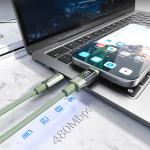 Cablu pentru incarcare si transfer de date CHOETECH, 2xUSB-C, 60W, 1.2m, Verde 8 - lerato.ro