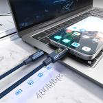 Cablu pentru incarcare si transfer de date CHOETECH, 2xUSB-C, 60W, 1.2m, Albastru 8 - lerato.ro