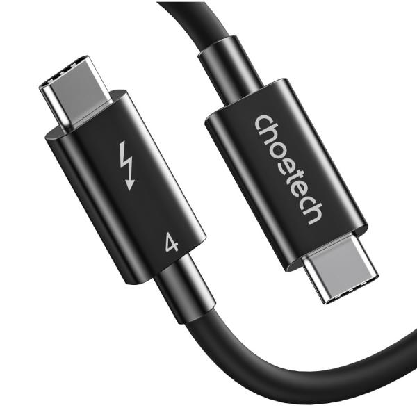 Cablu pentru incarcare, transfer de date si transmisie de imagini 8K@60Hz Choetech A3010, USB-C la USB-C Thunderbolt 4.0, 5A, 100W, 40 Gb/s, 0.8m, negru 1 - lerato.ro