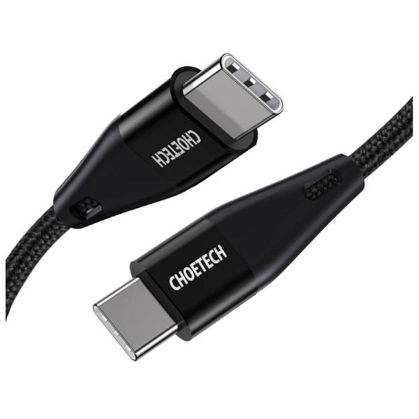 Cablu pentru incarcare si transfer de date Choetech XCC-1003, USB-C la USB-C, 5A, 60W, 480 Mbps, 1.2m, Negru 1 - lerato.ro
