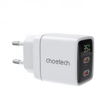 Incarcator retea Choetech PD6051, 2x USB-C, 35W, Display, Alb