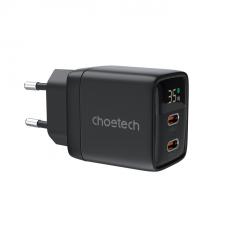 Incarcator retea Choetech PD6051, 2x USB-C, 35W, Display, Negru