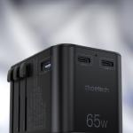Incarcator rapid retea Choetech PD5009 GaN 2x USB-C 1x USB Power Delivery 65W 5A, Negru 3 - lerato.ro