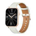Ceas smartwatch Colmi C28, Curea din piele, Display 1.93 inch, Autonomie 7 zile, 230 mAh, Bluetooth 5.3, IP6X, Gold / White 4 - lerato.ro